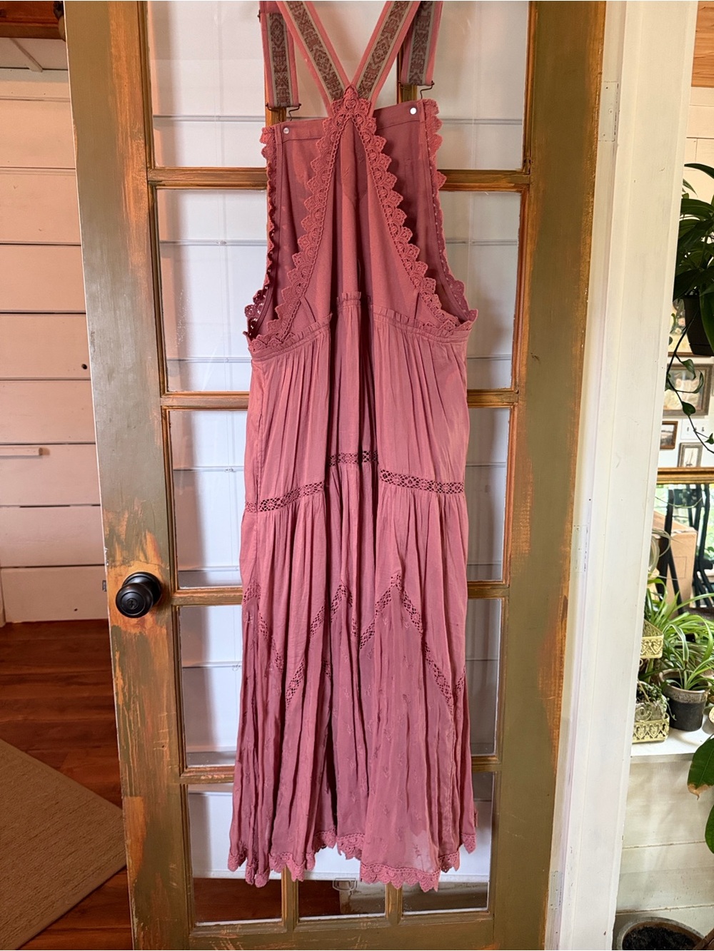 Free People Dusty Rose Lace-Trim Maxi Trails end Skirtall Sold out - Picture 8 of 14